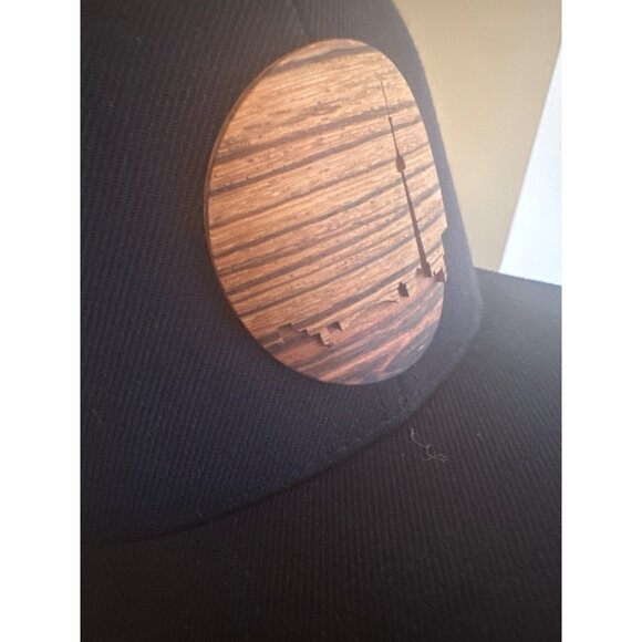 Skyline Wood Patch Black Snapback Hat With Wood Accent MKO adjustable - Picture 2 of 7